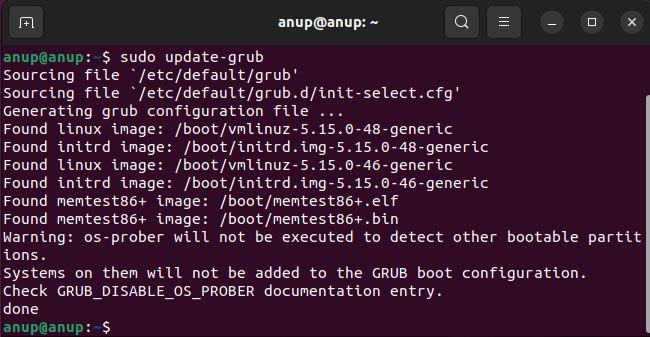 sudo-update-grub