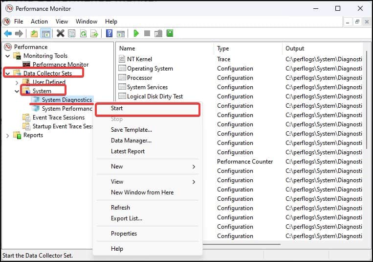 system diagnostics perfromance monitor
