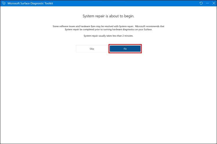 system repair fix button