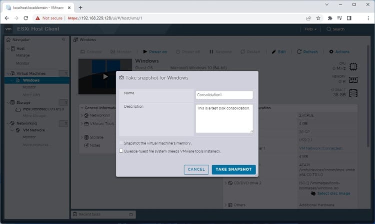 take snapshot for windows