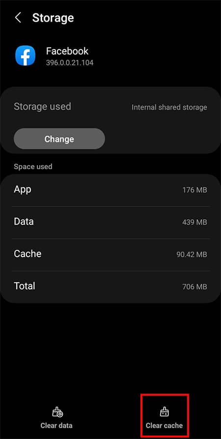 tap-on-Clear-Cache