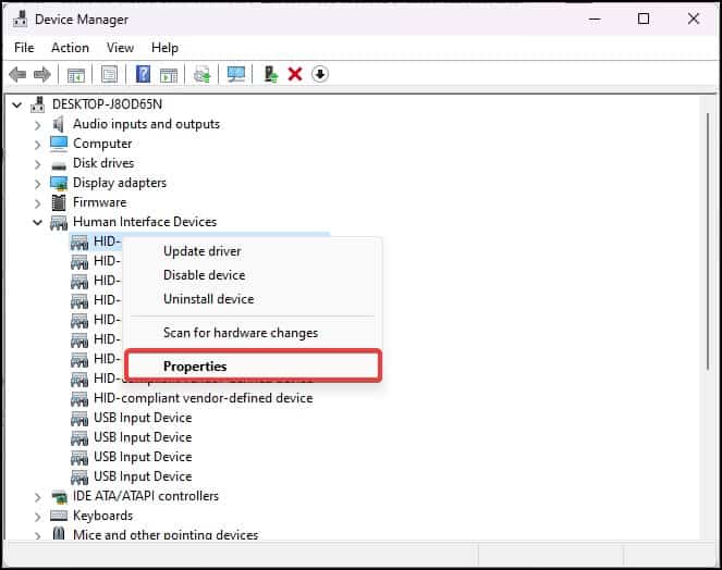 touch device properties