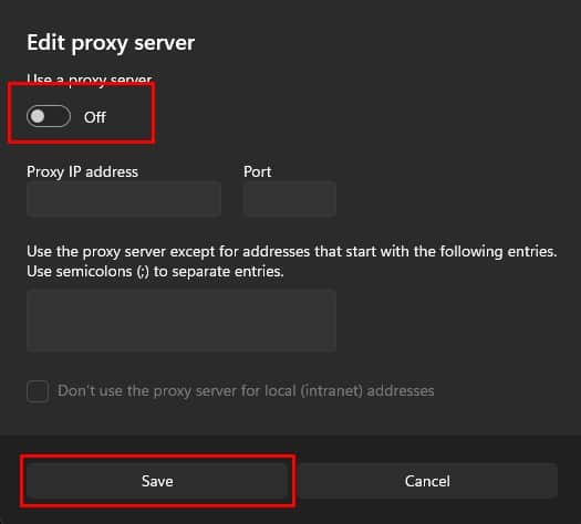 turn off proxy server dns probe error