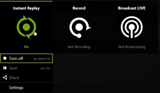 turn on instant replay settings