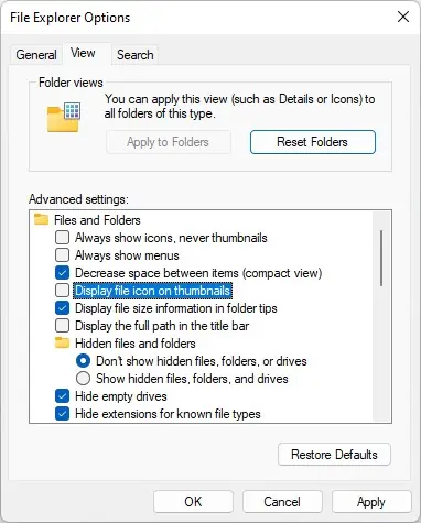 uncheck-display-icon-on-thumbnails