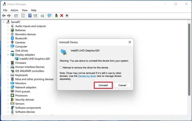 8 Possible Ways to Fix “No Internet, Secured” Error 33 uninstall-button-1