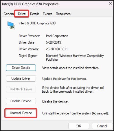 uninstall device