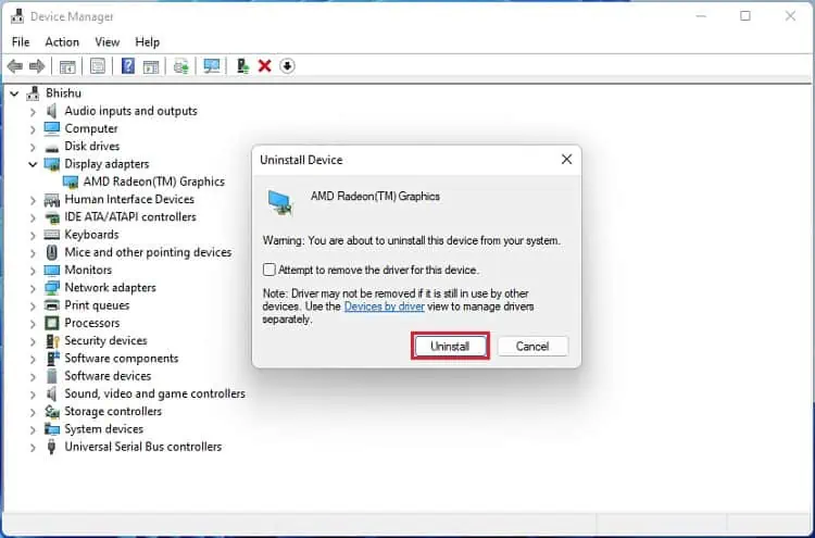 12 Ways to Fix "Client Server Runtime Process High GPU" Issue 33 uninstall-display-device