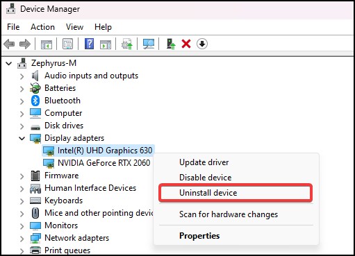 uninstall driver