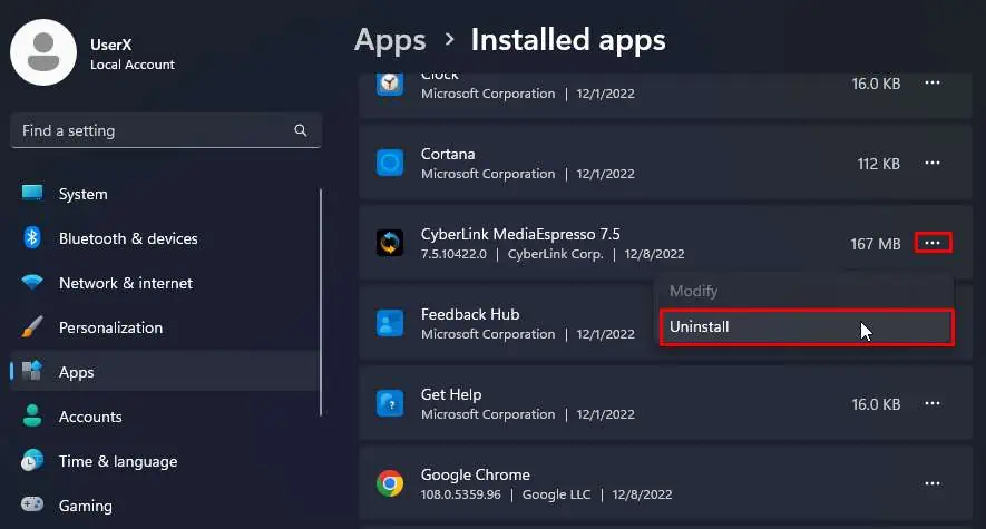 Solved: This App is Preventing Shutdown in Windows 18 uninstall-media-expresso