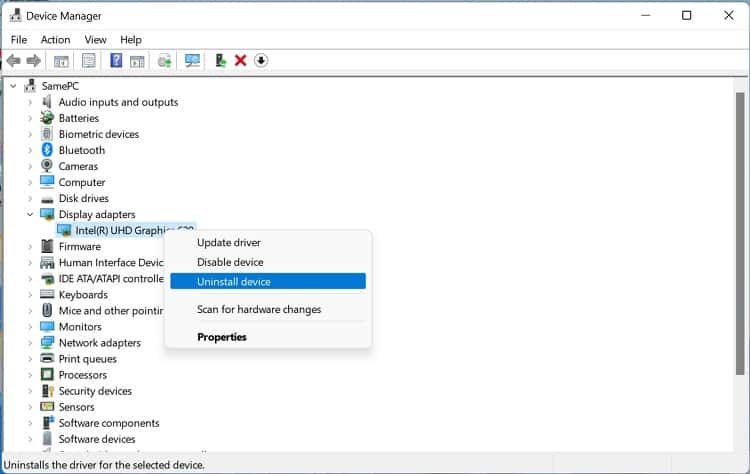 uninstall network adapter device