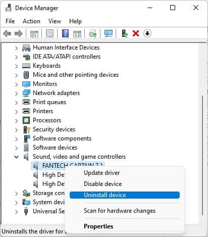 uninstall sound controllers