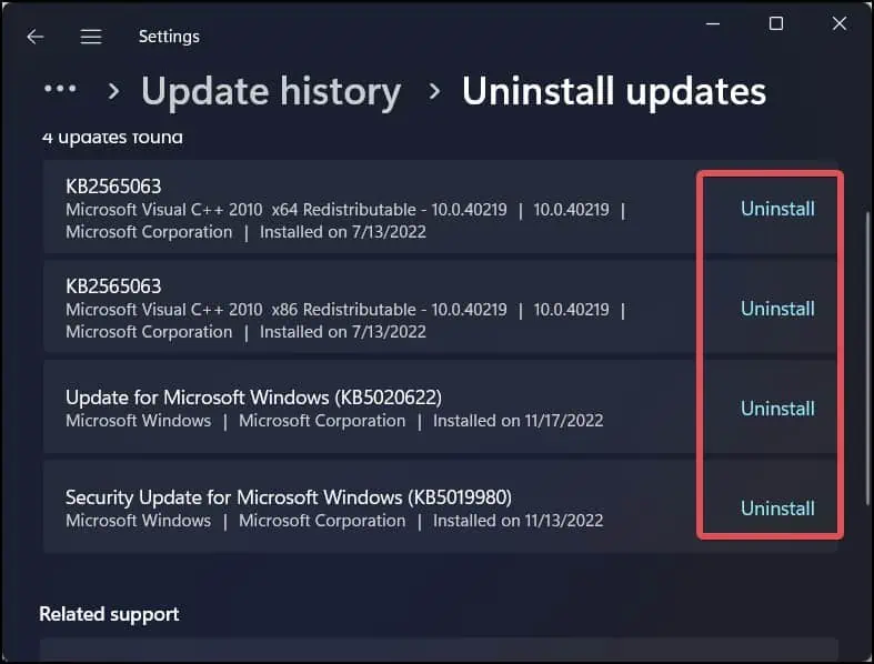 uninstall-update-packages