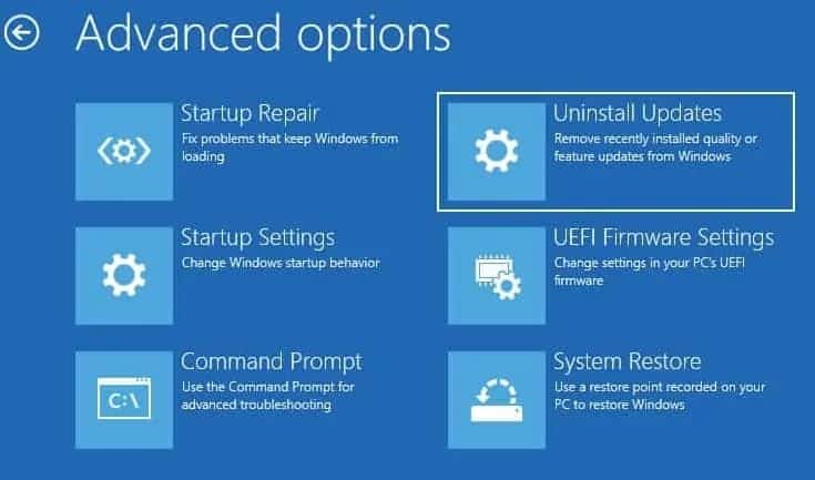 uninstall updates