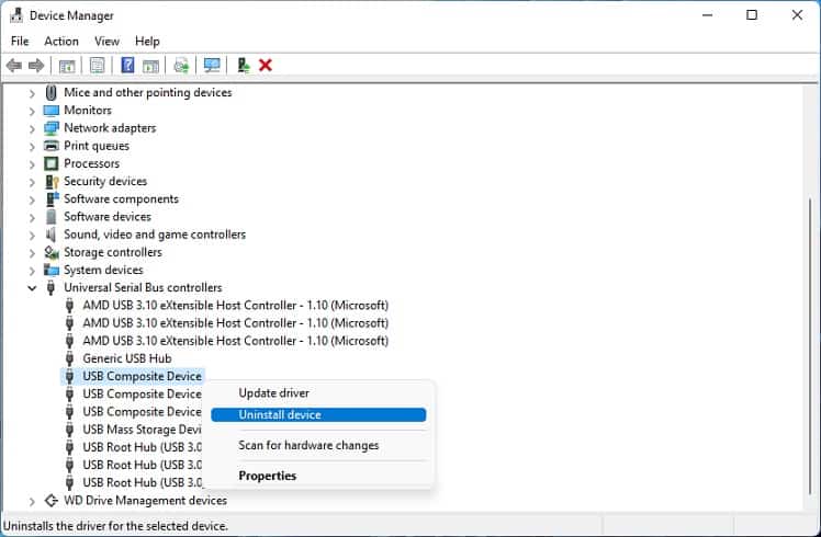 uninstall usb controller