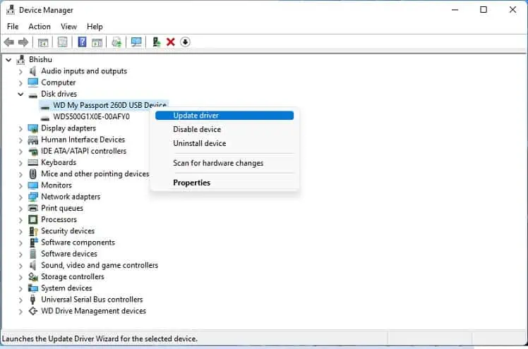 Why is WD Passport Not Showing Up in Windows? 12 Ways to Fix It 23 update-driver-wd-my-passport