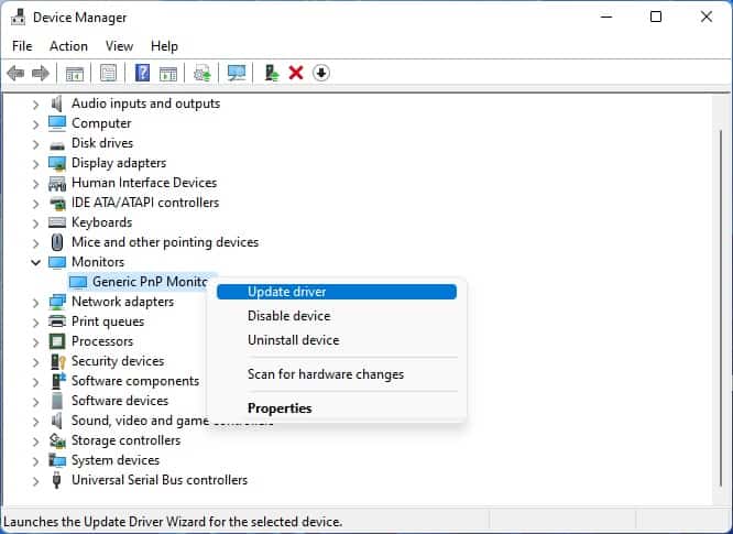 update monitor driver