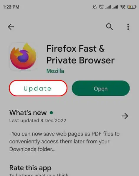7 Ways to Fix PR_CONNECT_RESET_ERROR on Mozilla Firefox 38 updating-firefox-on-mobile