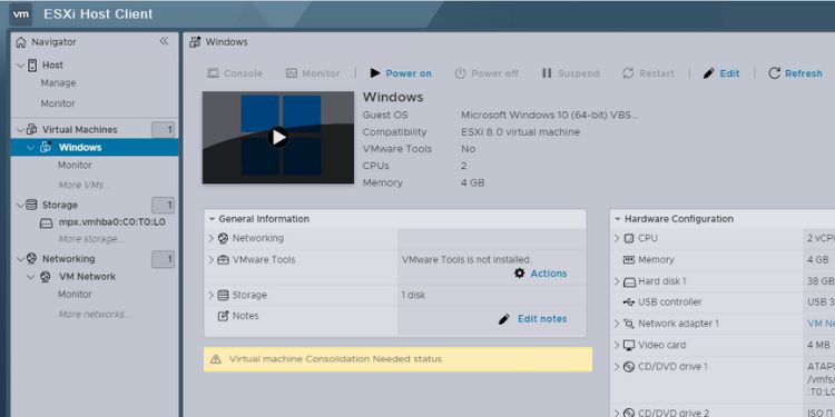 virtual machine disks consolidation is needed