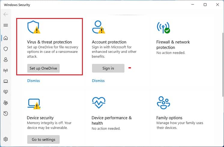 virus and threat protection