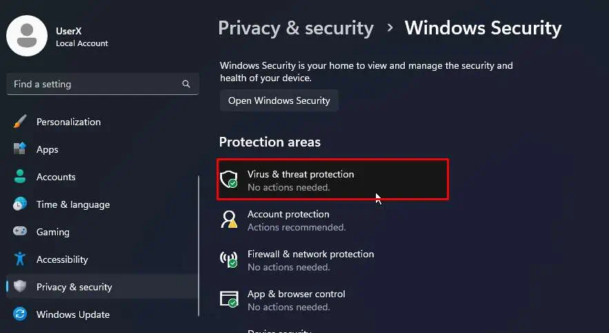 Solved: This App is Preventing Shutdown in Windows 14 virusthreat-proctection