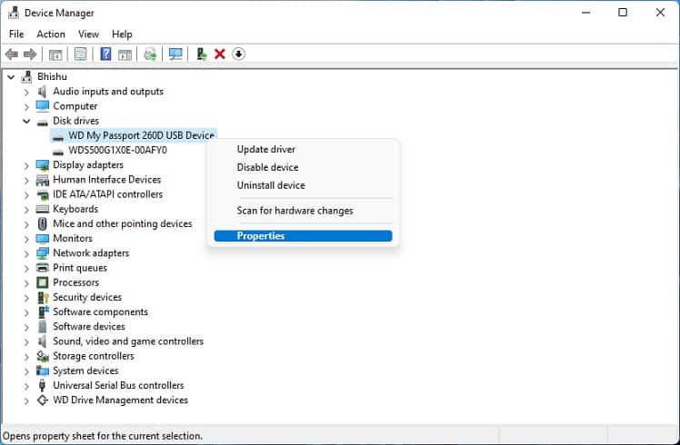 wd my passport properties