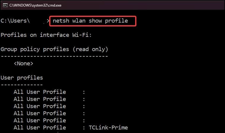 wlan show profile