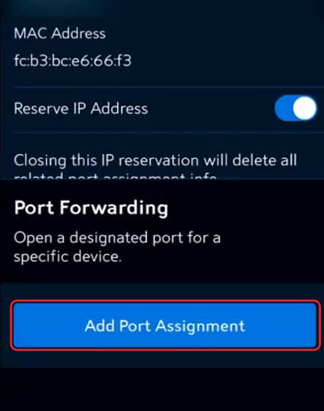 port assignment spectrum