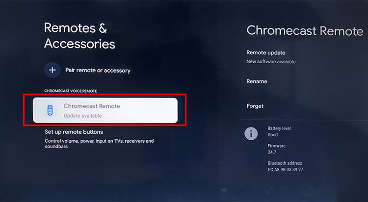 Choose Remotes & Accessories-Chromecast Remote.