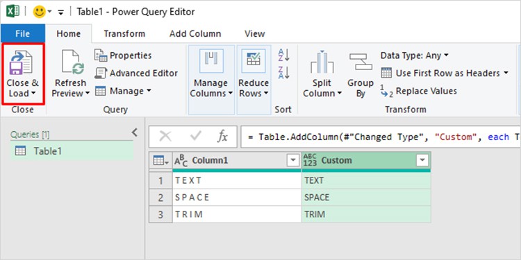 Close & Load Excel