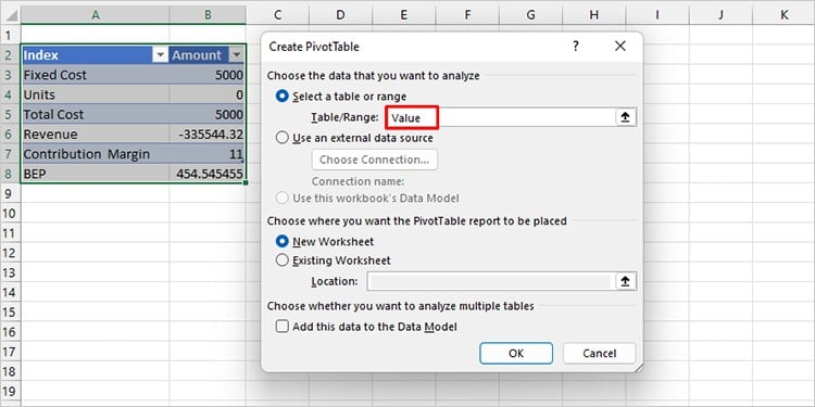 Create Pivot Table Excel