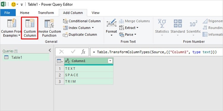 Excel Custom Column