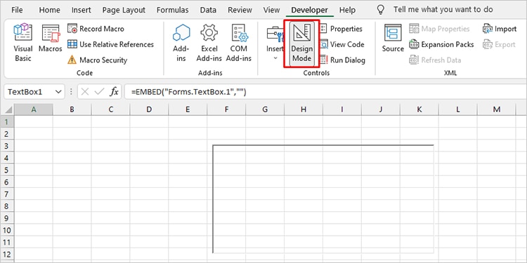 Exit Design Mode Excel