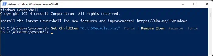 Get-ChildItem-C-Recycle.bin-Force-Remove-Item-Recurse-force