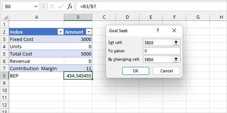 Goal Seek Excel