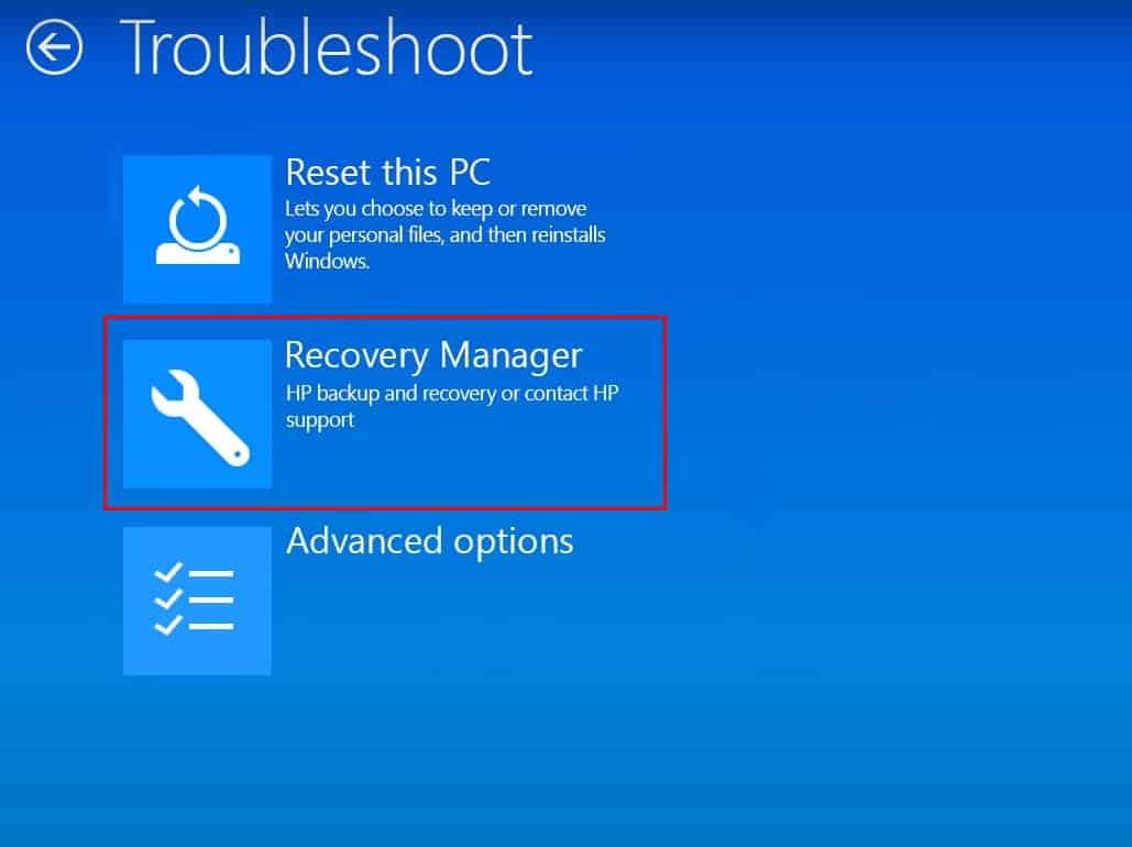HP recovery manager