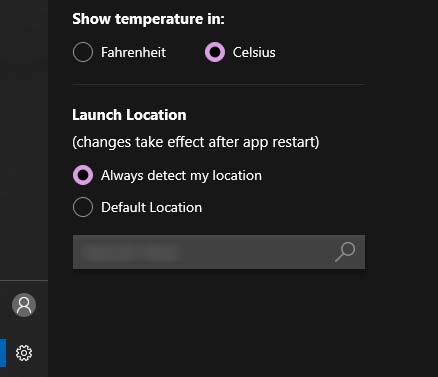 MSN weather launch location