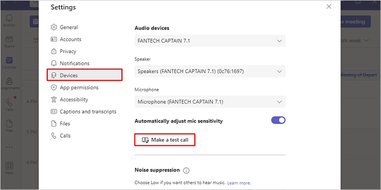 Make Test Call MS Teams