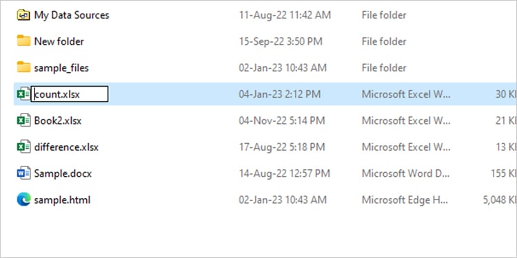 Renamed Excel File