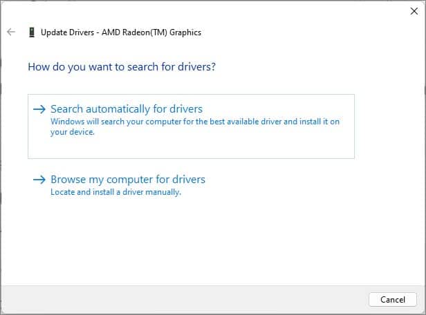Search automatically for drivers