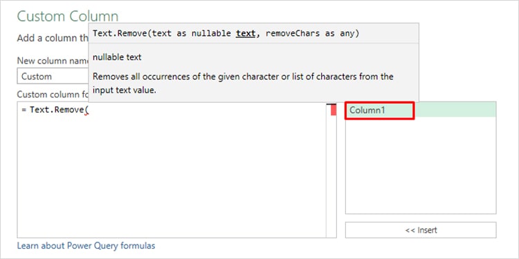 Select Column Custom Column Excel