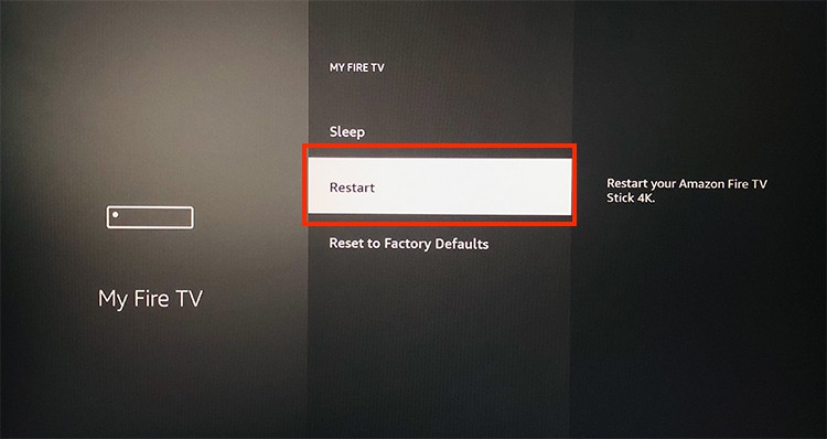 Choose My Fire TV-Restart