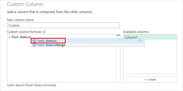 Text Remove Custom Column
