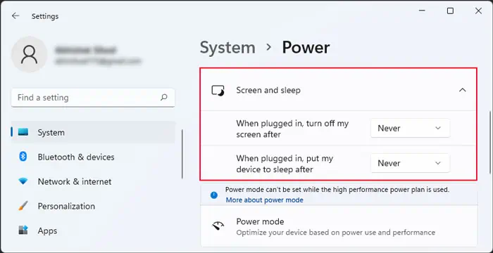When-plugged-in-turn-off-my-screen-after-never