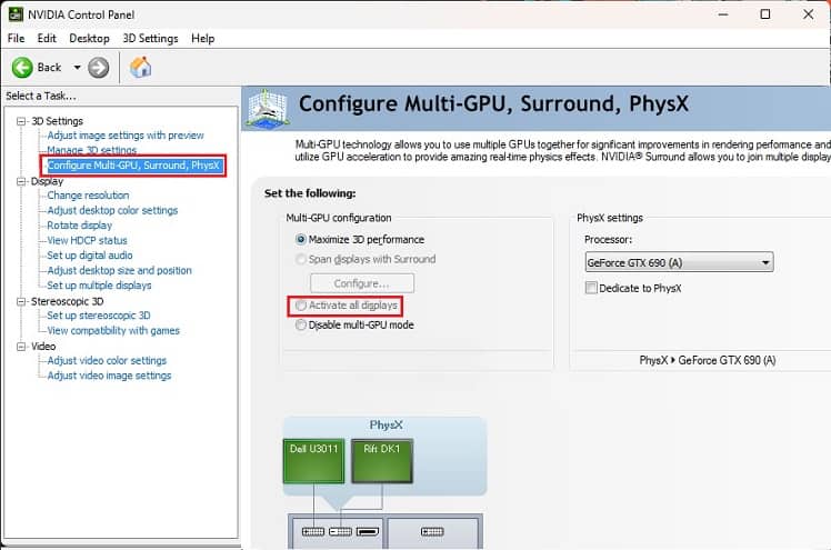 activate all displays in nvidia