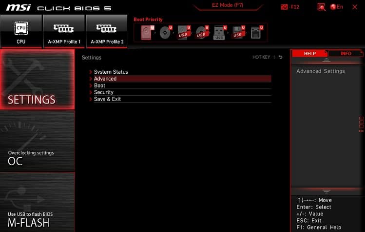 advanced settings msi bios