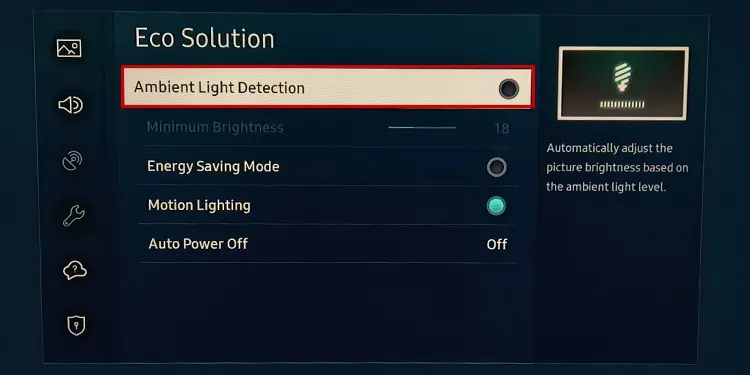 Best TV Settings for Gaming 20 ambient-light-detection-option