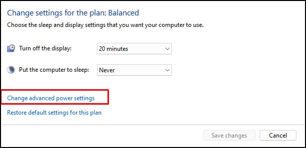 change advanced power settings logitech not working