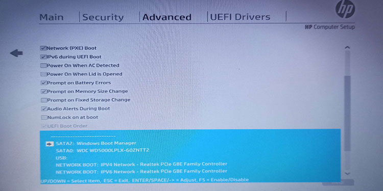 hp boot menu key windows 10 pc