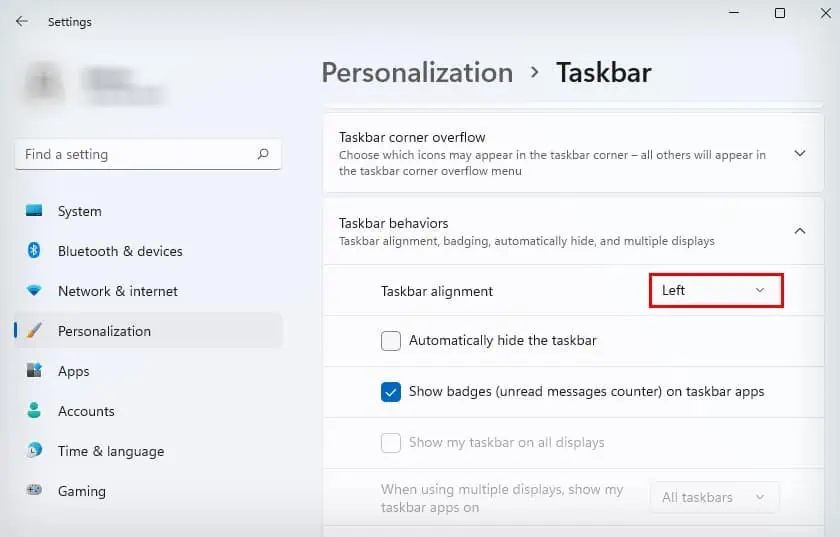 change-taskbar-alignment